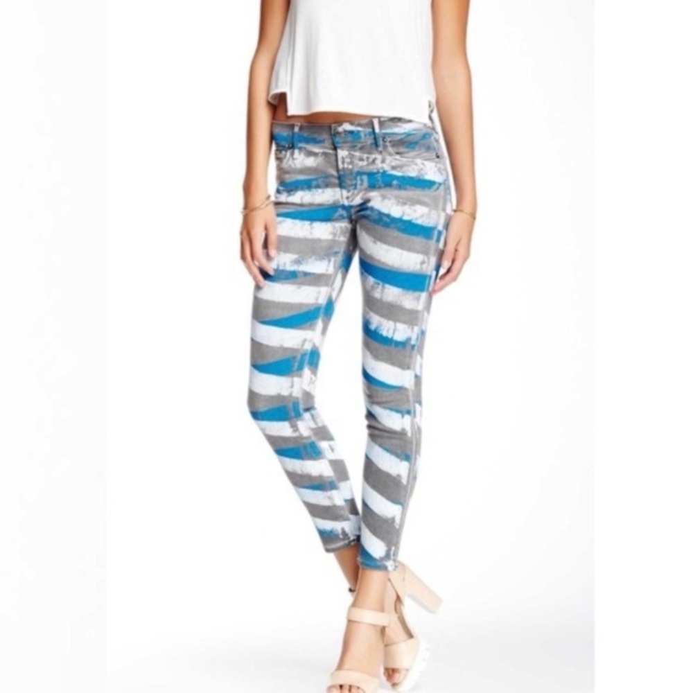 NWT TRUE RELIGION Halle Super Skinny Artistic Stripe Jeans, Size 26